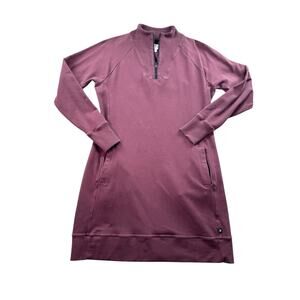 American Giant Moto Dress Size L Purple Long Sleeve Sweater Cotton 1/4 Zip Mock